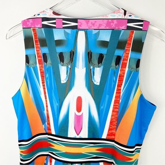 Papillon Bright Multicolor Sleeveless Side-zip Shift Dress Sz - Picture 6 of 10